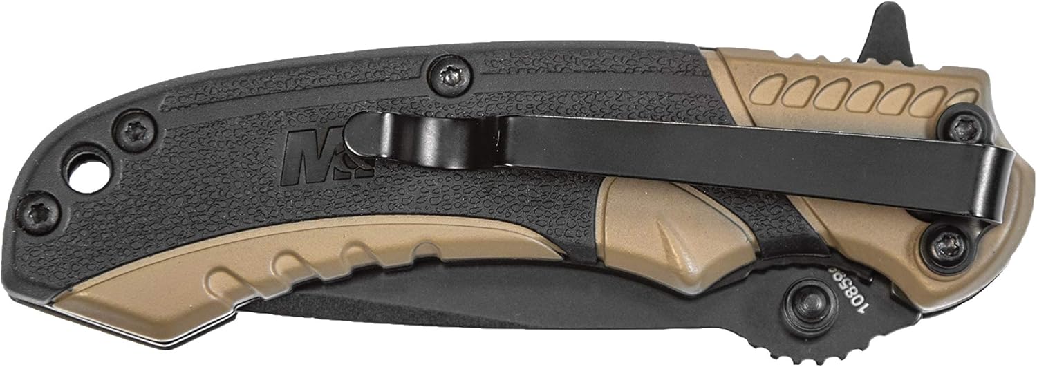 Smith & Wesson M&P M2.0 6.1in S.S Ultra-Glide Folding Knife with2.75in Drop Point Blade and Aluminum/Nylon FDE Handle