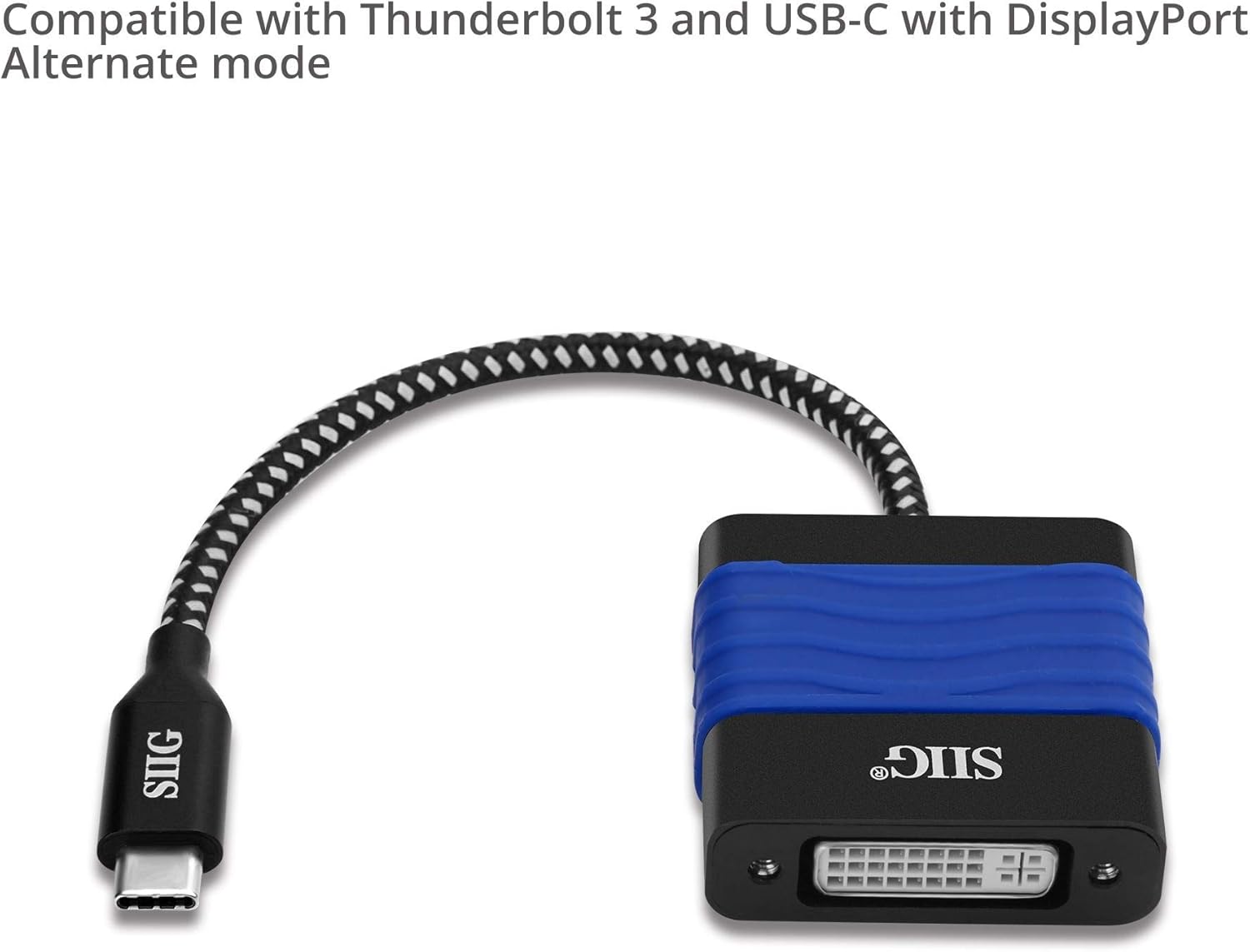 SIIG USB Type C to DVI Adapter - Thunderbolt 3 DisplayPort Alternate Mode Compatible for MacBook Pro