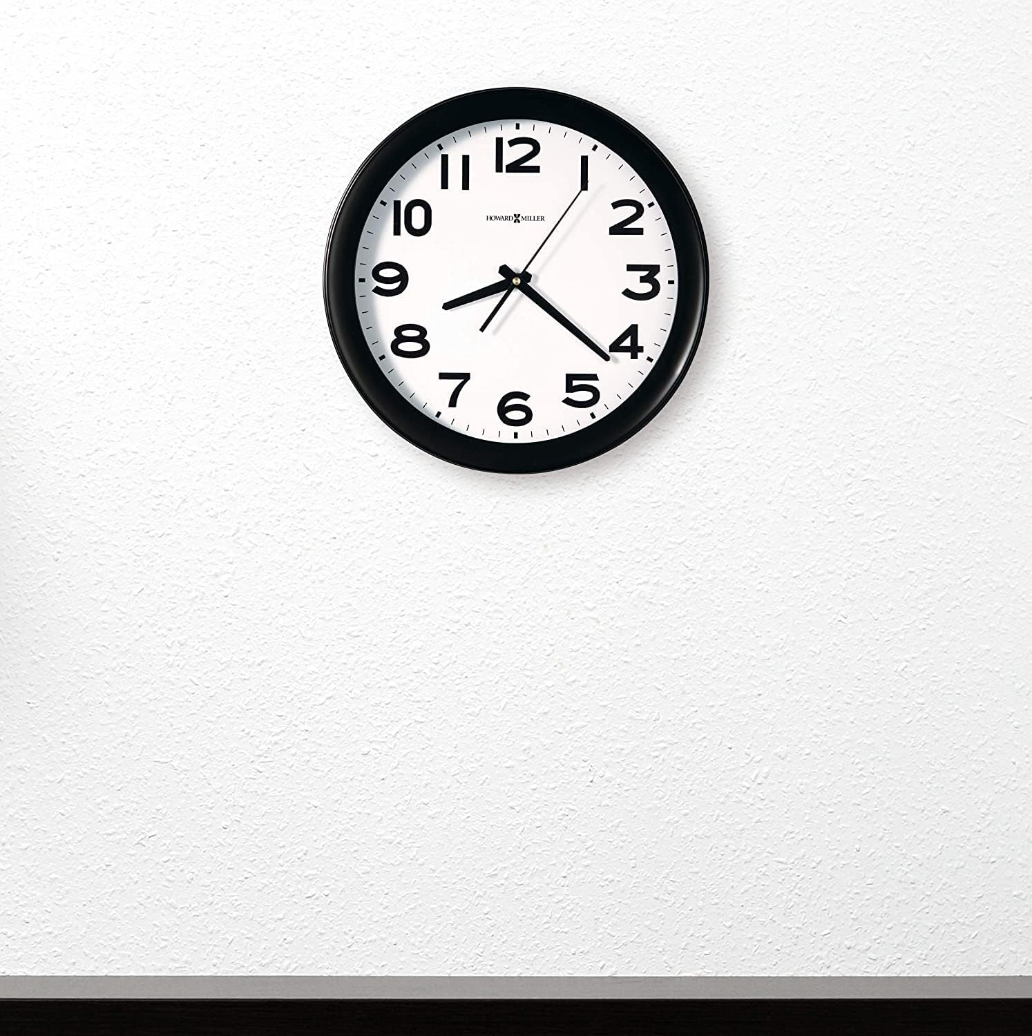 Howard Miller Kenwick Wall Clock, Black Case Classic Round Design with White Dial Optical Crystal Glass