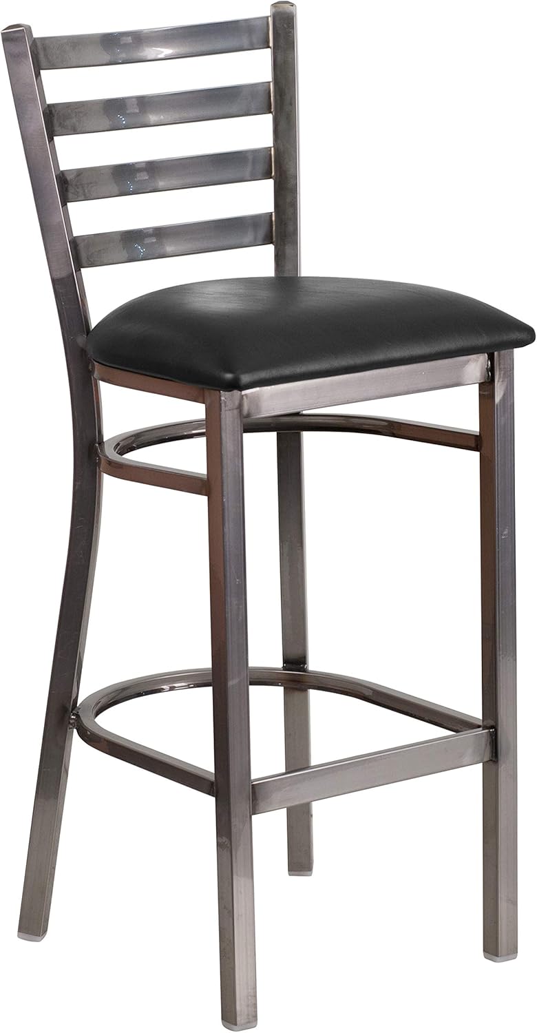 Flash Furniture HERCULES Series Clear Coated Ladder Back Metal Restaurant Barstool