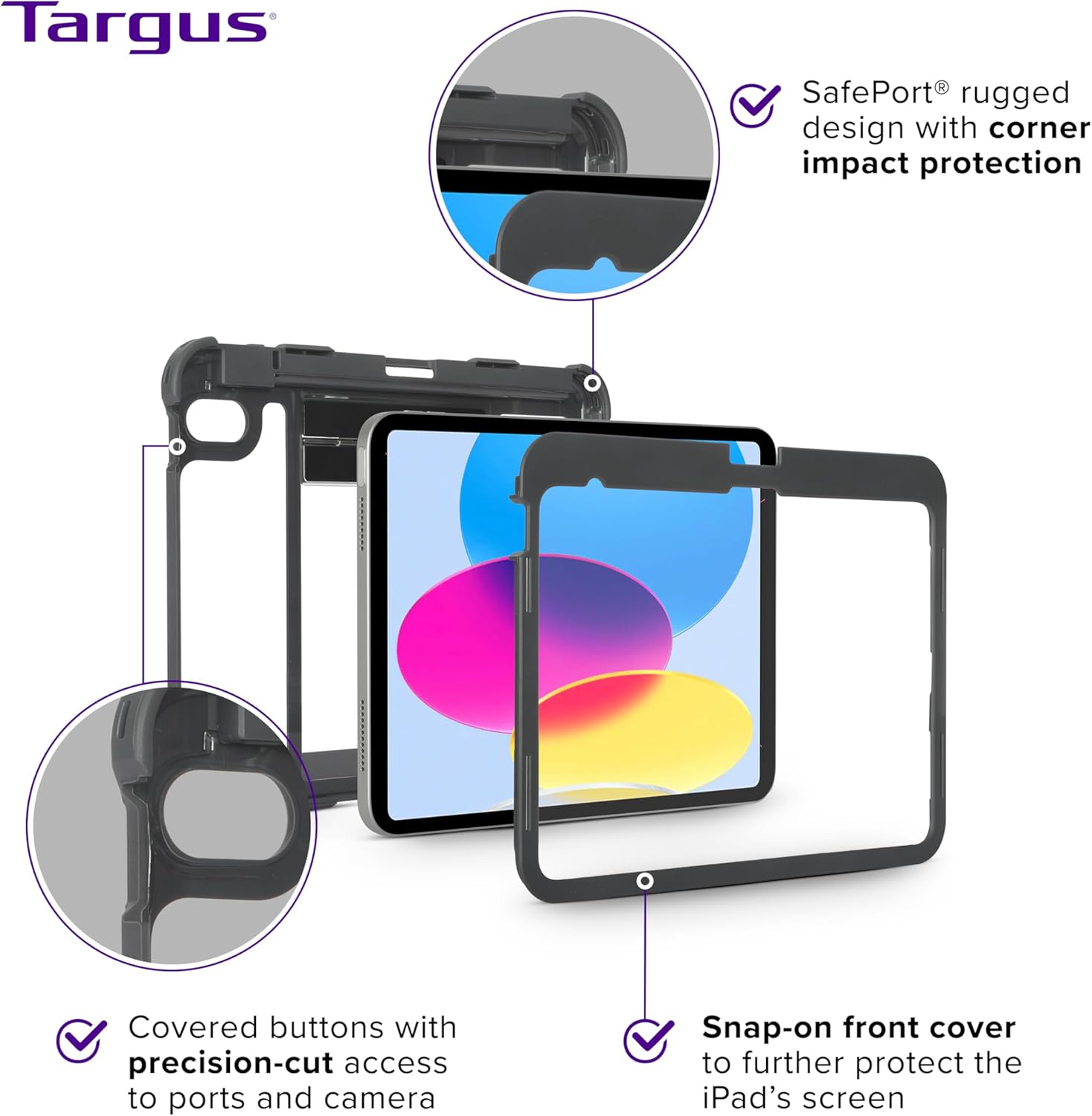 Targus - SafePort Clear Case Compatible with iPad (10th gen.) 10.9-Inch – Military Grade Tablet Protection