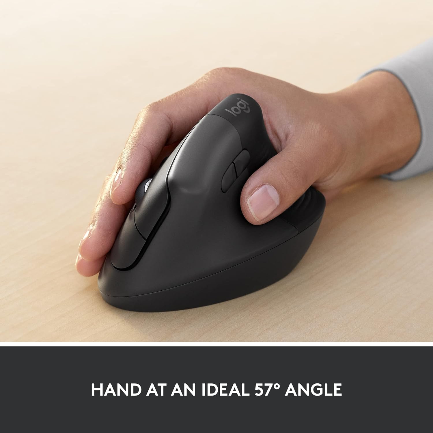 Logitech Lift for Business, Vertical Ergonomic Mouse, Wireless, Bluetooth or Secured Logi Bolt USB, Quiet clicks