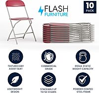 Flash Furniture Hercules Series Commercial-Grade Plastic Folding Chair - 650LB Weight Capacity