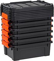 IRIS 13 Quart Heavy Duty Plastic Storage Box, Black Pack of 6