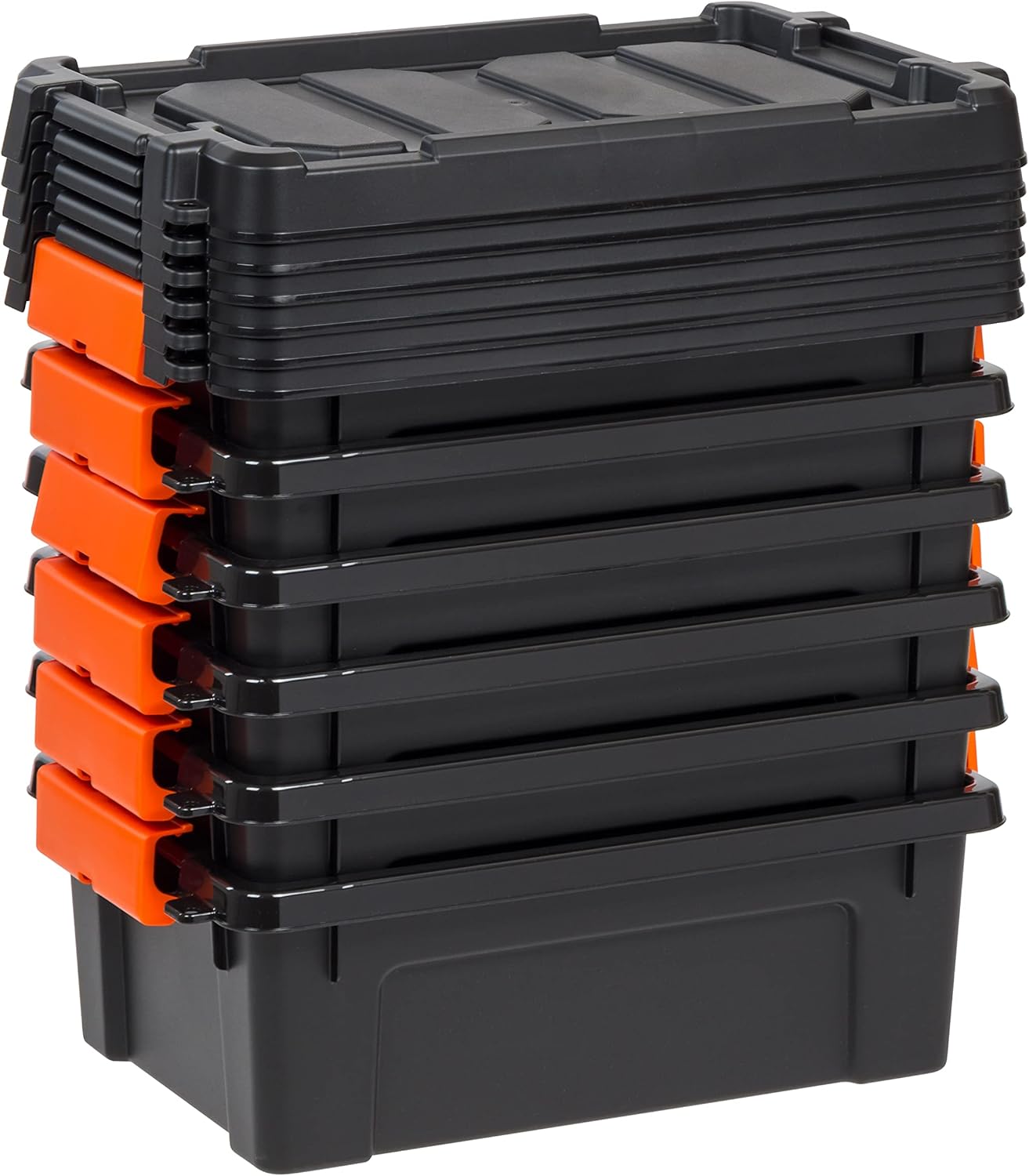 IRIS 13 Quart Heavy Duty Plastic Storage Box, Black Pack of 6