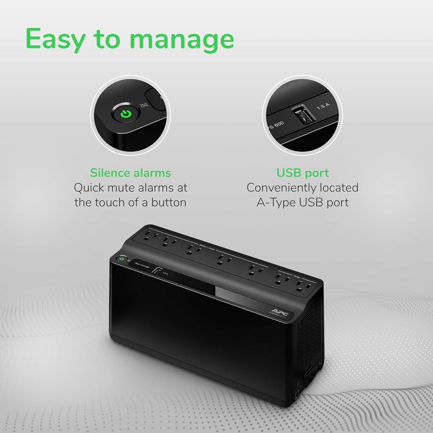 APC Back-UPS Battery Backup and Surge Protector UPS