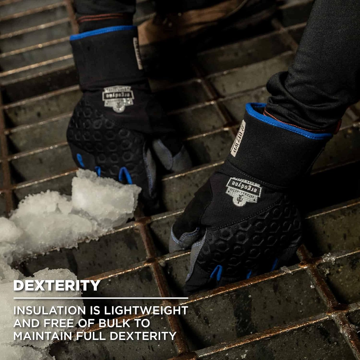 Ergodyne ProFlex 817WP Waterproof Work Gloves, Thermal Insulated, Touchscreen, Reinforced Palms Black