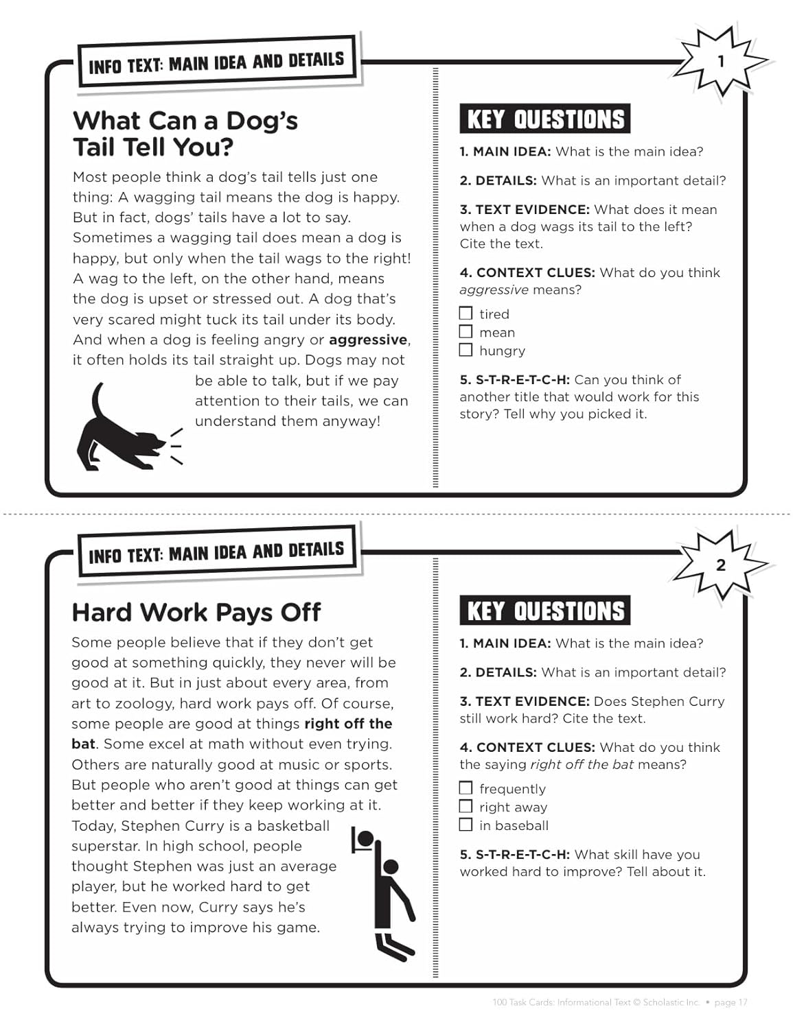 100 Task Cards: Informational Text: Reproducible Mini-Passages With Key Questions to Boost Reading Comprehension Skills