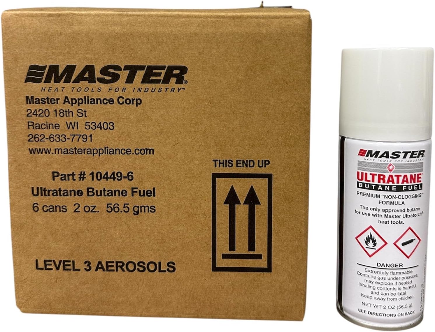 Master Appliance Ultratane Premium Butane Fuel 6-Pack, 2 oz cans, 56.5 Grams, Triple Refined Non-Clogging Formula