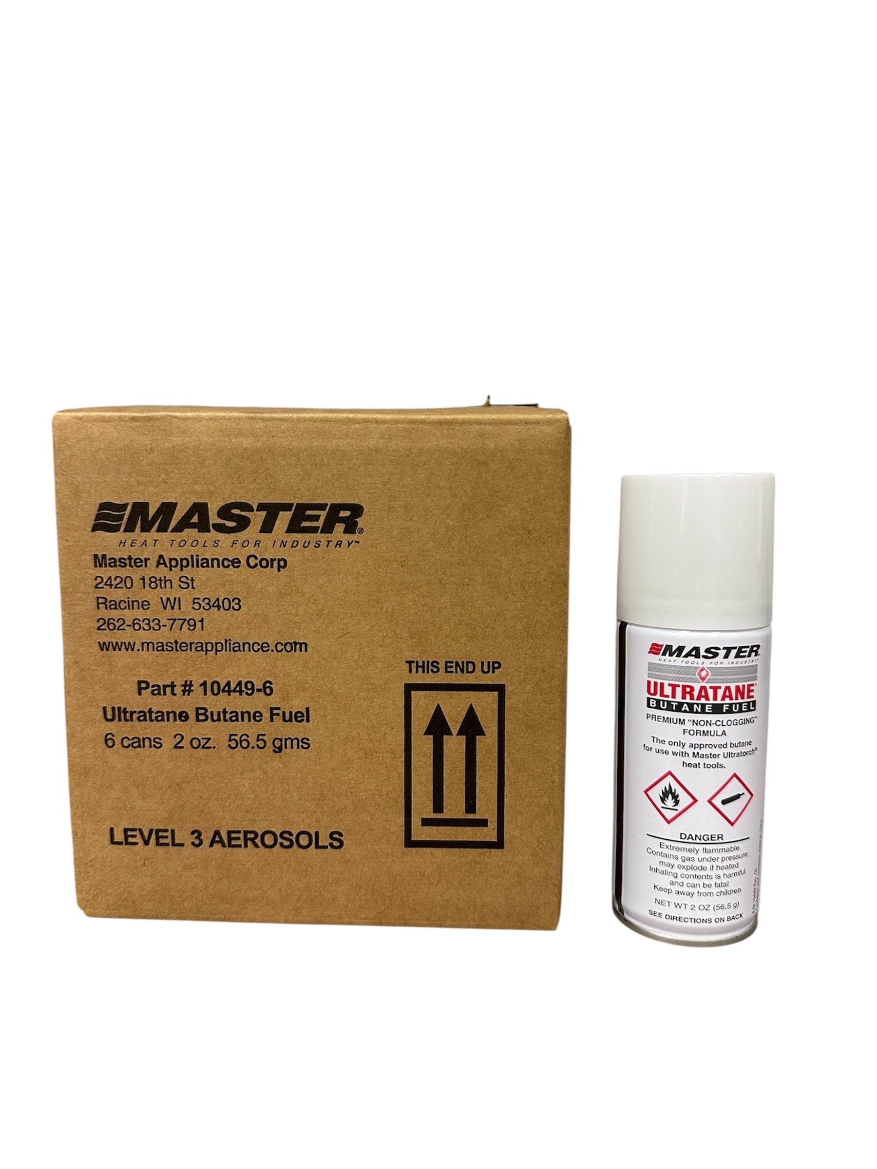 Master Appliance Ultratane Premium Butane Fuel 6-Pack, 2 oz cans, 56.5 Grams, Triple Refined Non-Clogging Formula