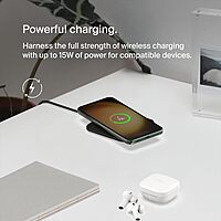 Belkin BoostCharge Pro 15W Universal Easy Align Wireless Charging Pad, Fast Qi Charger, Large Charging Pad for Apple iPhone