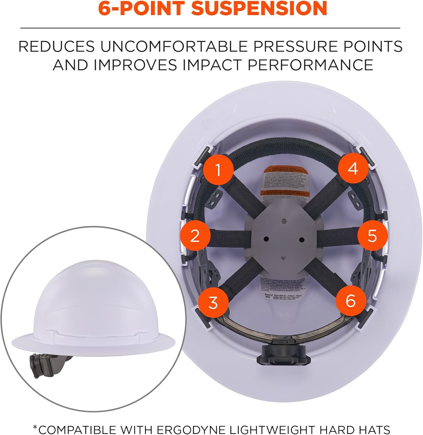 Ergodyne Skullerz 8986 6-Point Hard Hat Suspension Replacement, Gray