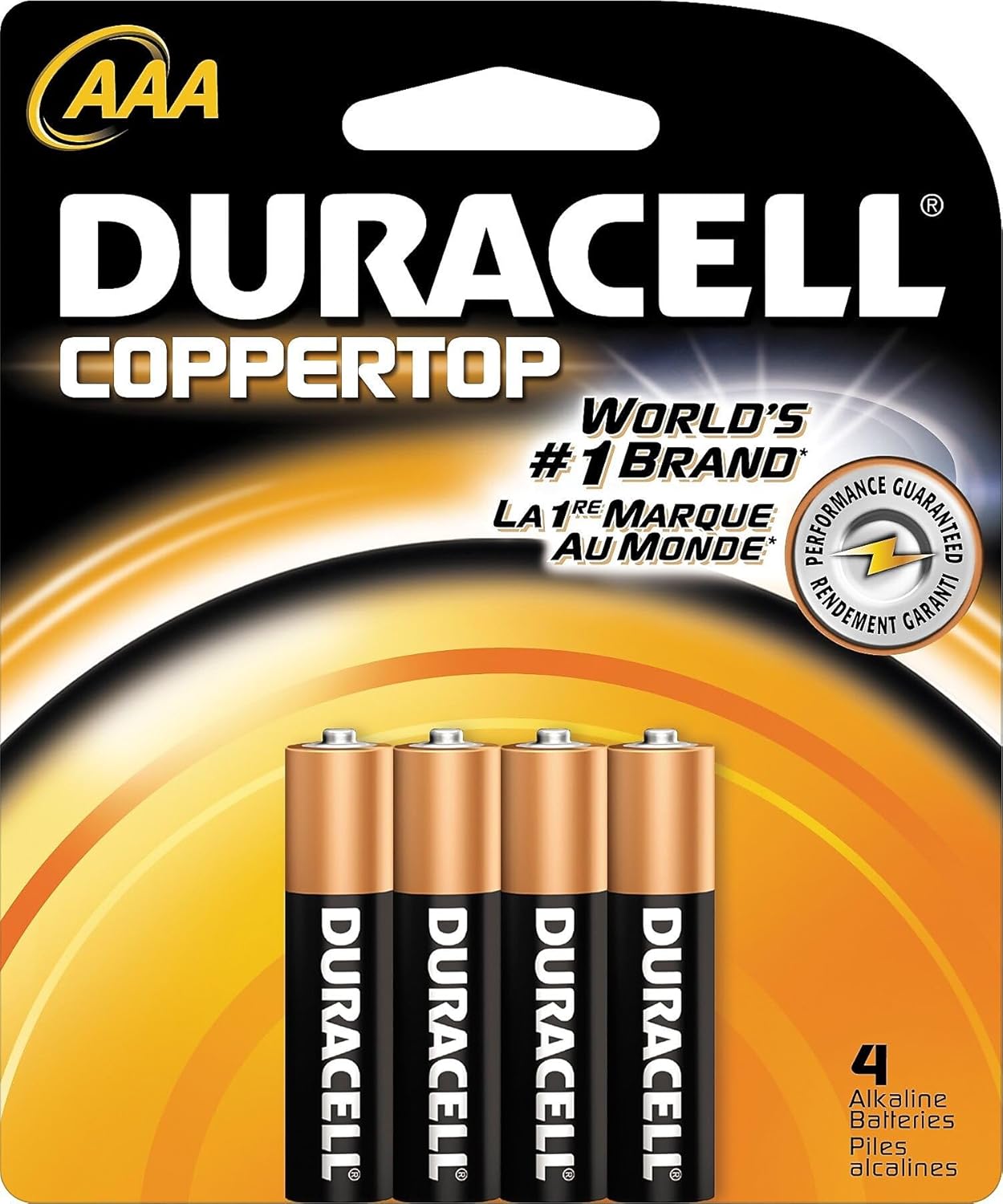 Duracell, MN2400B4Z, Standard Battery, AAA, Alkaline, PK4, Black