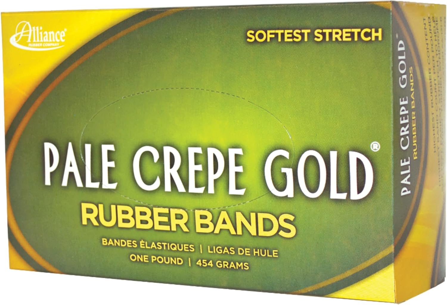 Alliance Rubber 21405 Pale Crepe Gold Rubber Bands Size #117B, 1 lb Box Contains Approx. 300 Bands (7" x 1/8"