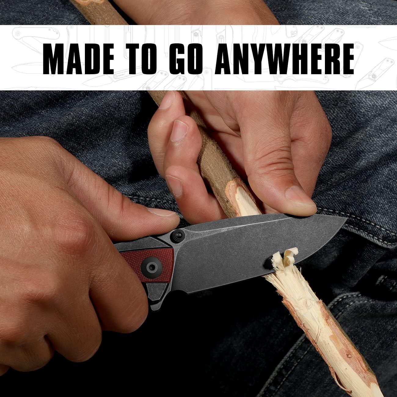 CIVIVI Teraxe Pocket Knife for EDC, 3.48-in Nitro-V Blade One Size Burgundy