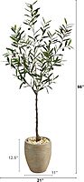 Nearly Natural Olive Tree 66inH Artificial Plant With Planter, 66inH x 21inW x 21inD, Green/Beige