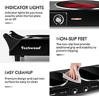 Techwood - Estufa eléctrica de cerámica infrarroja doble de 1800 W Techwood - Estufa eléctrica de cerámica infrarroja doble de 1800 W