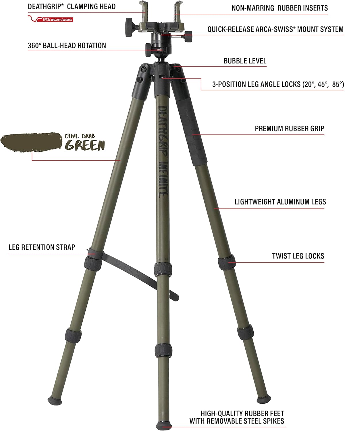 BOG DeathGrip Infinite Aluminum Tripod with Heavy Duty Construction, 360 Degree Ball Head