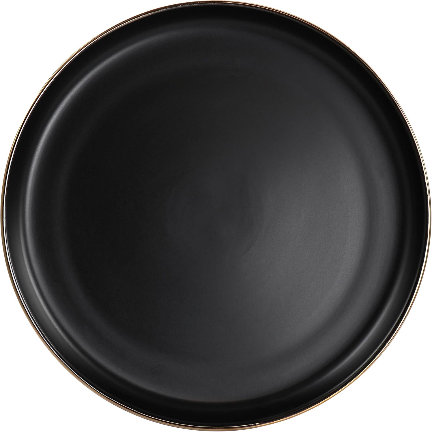 ELAMA Round Stoneware Dinner Plate Set with Gold Rim