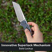 CIVIVI Buster FG Large Pocket Knife for EDC, Superlock Folding Knife for Men Women with 4.2" Nitro-V Blade G10 Handle, Designed by Snecx Tan C24052-2 (Neutral Blue)