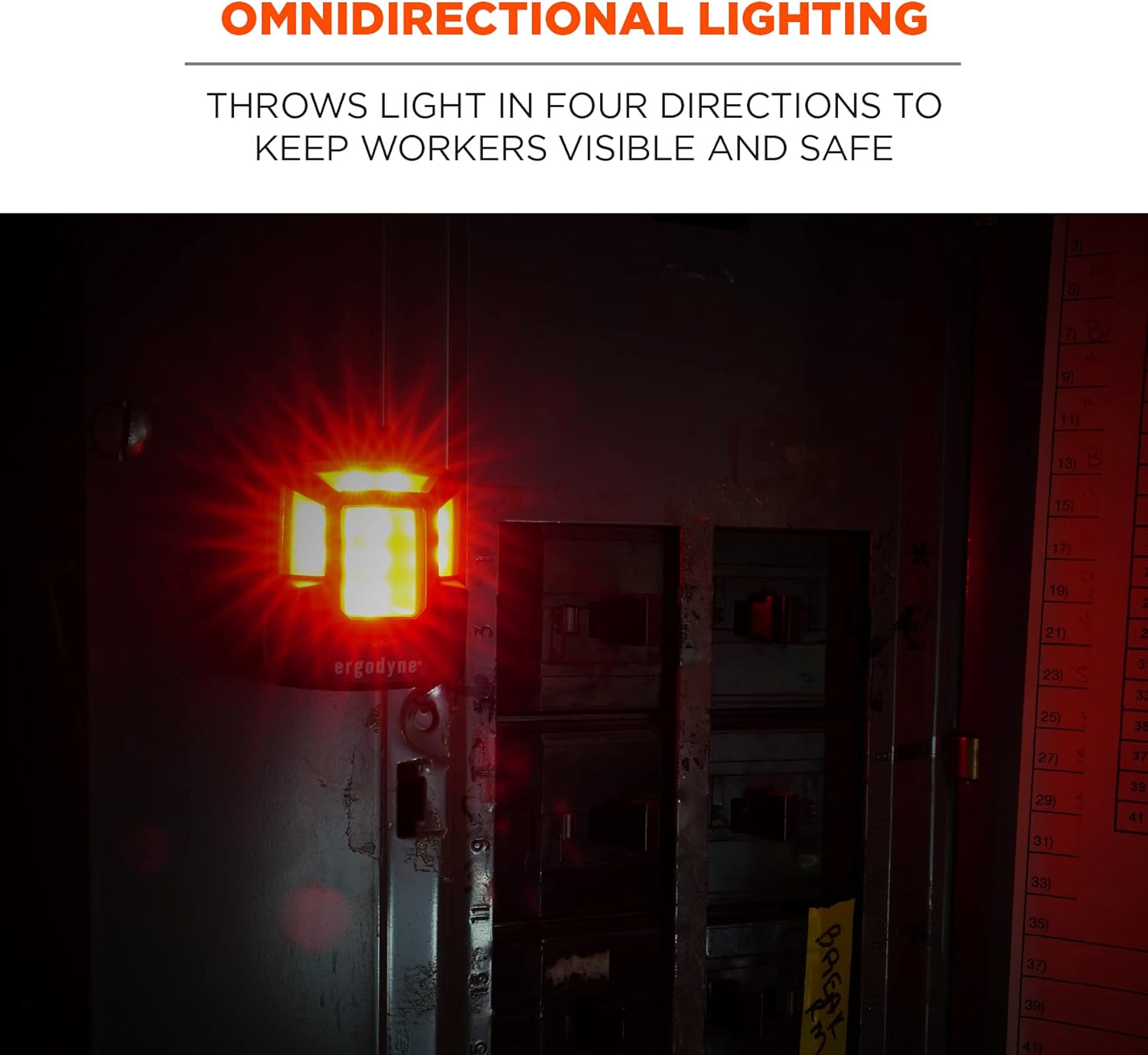 Ergodyne Skullerz 8993 Hard Hat Safety Light, Magnetic Attachment for Portable Red Beacon Light, Rechargeable