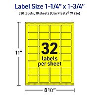 Avery Printable Rectangle Labels, Sure Feed Technology, 1-1/4" x 1-3/4", Neon Yellow, Laser/Inkjet Printable