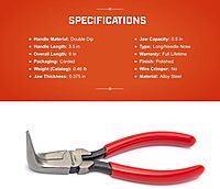 Crescent 8886CVN 6" Curved Needle Nose Solid Joint Pliers, Cushion Grip