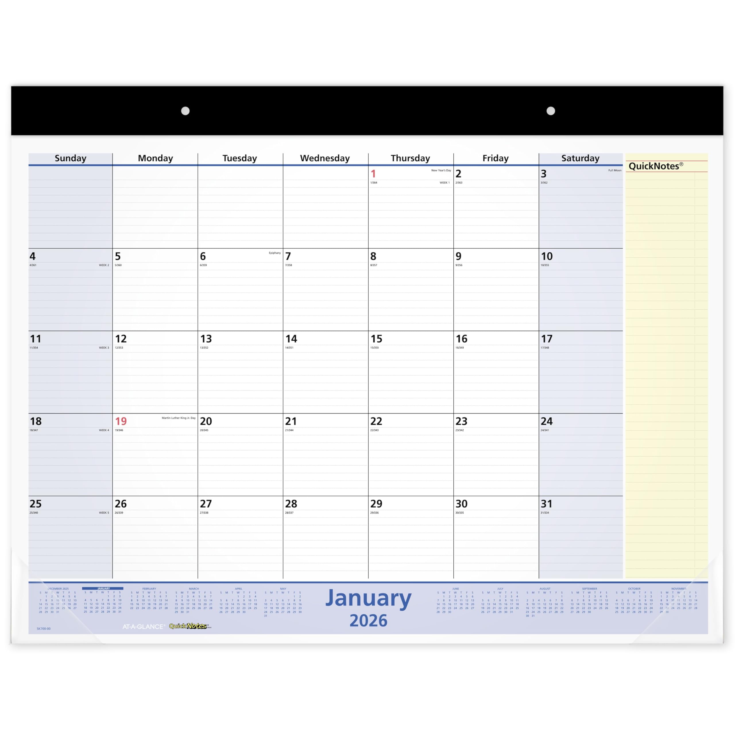AT-A-GLANCE QuickNotes Monthly Desk Pad Calendar