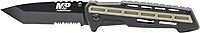 Smith & Wesson M&P AR Overmold 8.2in High Carbon S.S. Folding Knife with 3.5in Serrated Tanto Blade and Rubber Handle for Outdoor Survival and EDC Box
