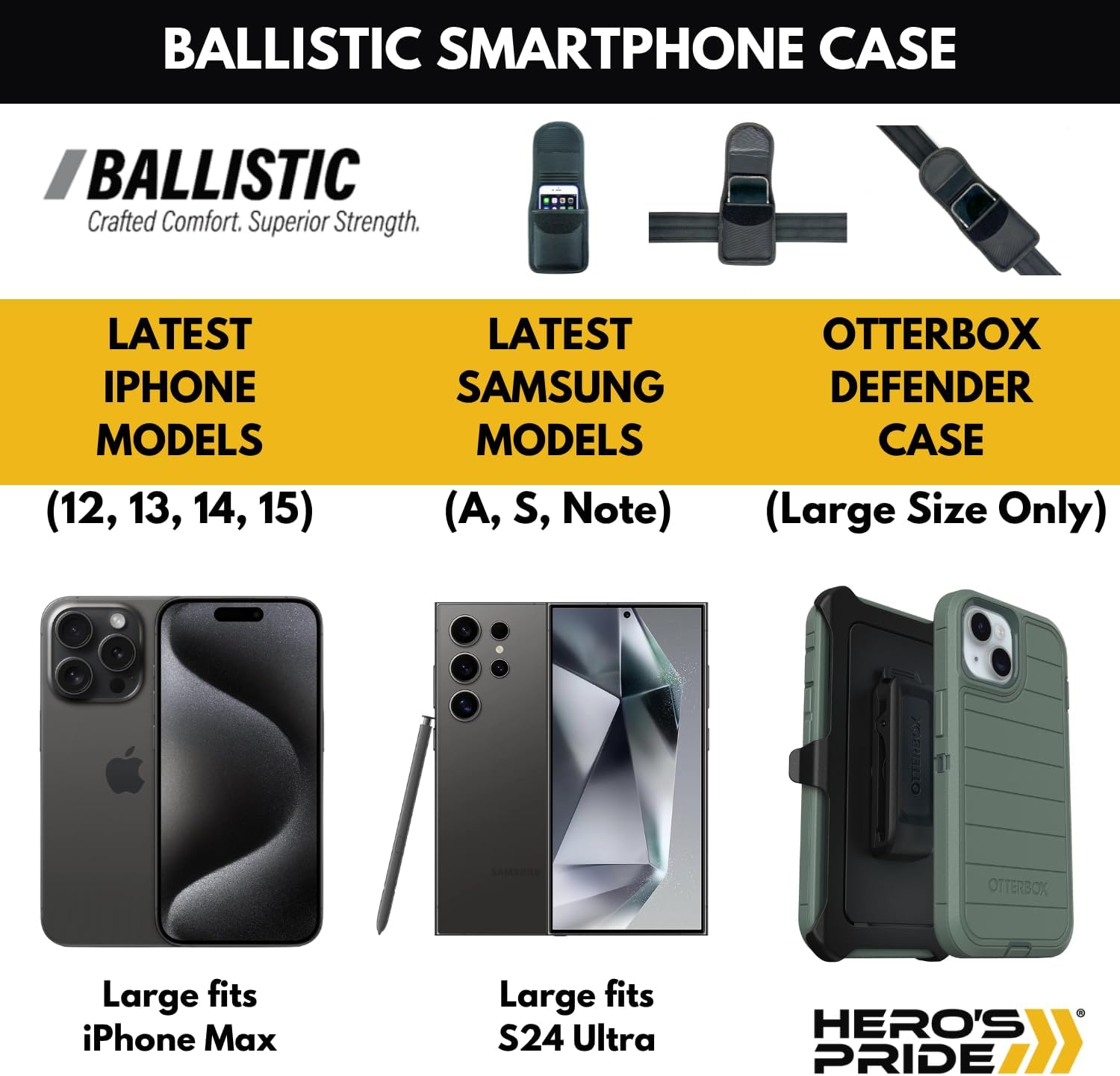 HERO'S PRIDE Ballistic Smartphone Case Duty Belt Holster