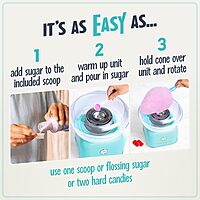 Nostalgia Classic Countertop Cotton Candy Machine, Manual, Retro Vintage Candy Maker Includes 2 Reusable Cones & Scoop