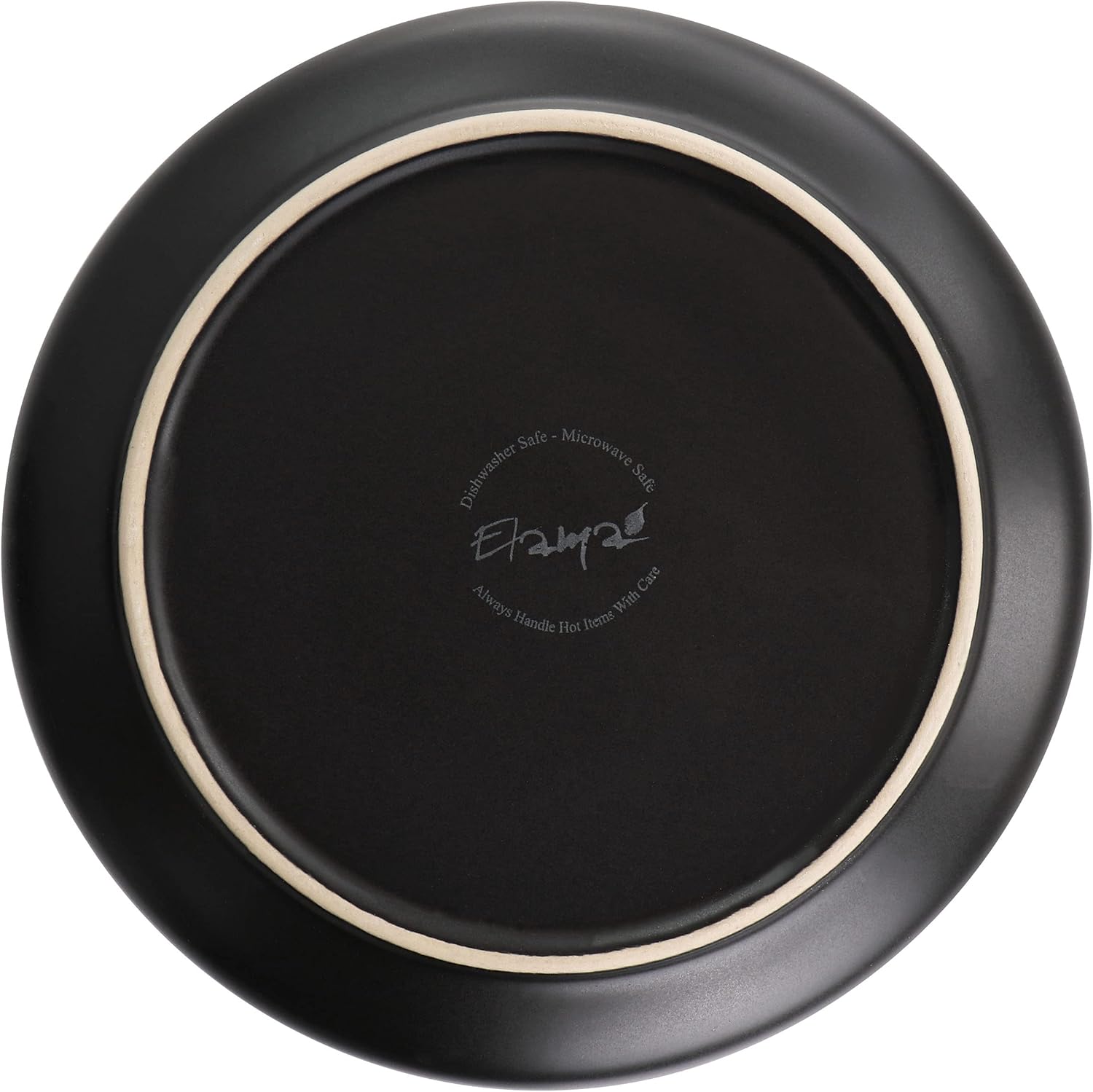 ELAMA 6-Piece Matte Stoneware Salad Plate Set with Gold Rim