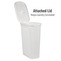 MIND READER Slim Laundry Hamper with Lid, 40L Linen Design Plastic