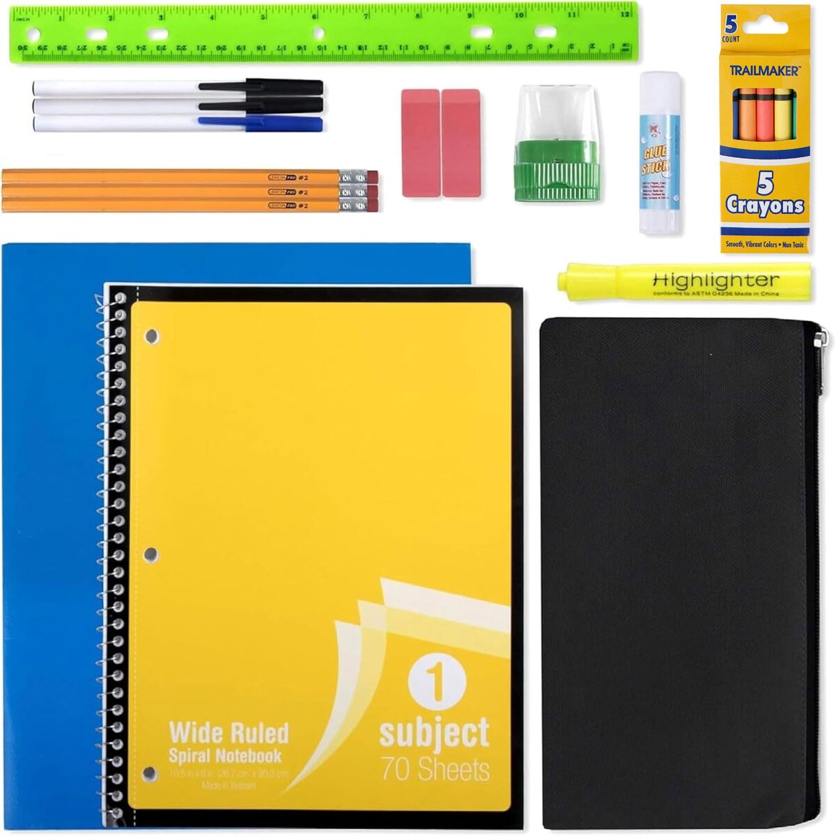 20 Piece School Supplies Pack for K-12 Back to School Supplies Bundle for School Students, Boys and Girls