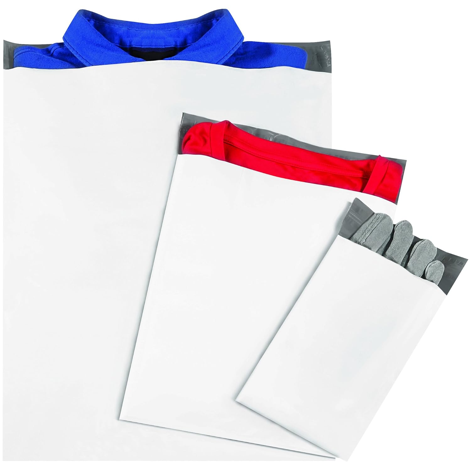 Aviditi Poly Mailer Envelopes, 7 1/2" x 10 1/2", White, Self-Seal with Tear Strip, Waterproof and Puncture Resistant