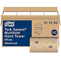 Tork Xpress Soft Multifold Hand Towel White with Grey Leaf Print, Absorbent, 189 Towels Per Pack, 16 Packs, Fits H2 Towel Dispensers