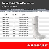 DUNLOP Protective Footwear,Steel Toe White Safety Lock, 100% Waterproof PVC, Lightweight and Durable Protective Footwear