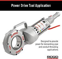 RIDGID 41935 Model 700 Hand-Held 120-Volt Power Drive, Silver & 36475 Model 12-R Exposed Ratchet Pipe Threader Set