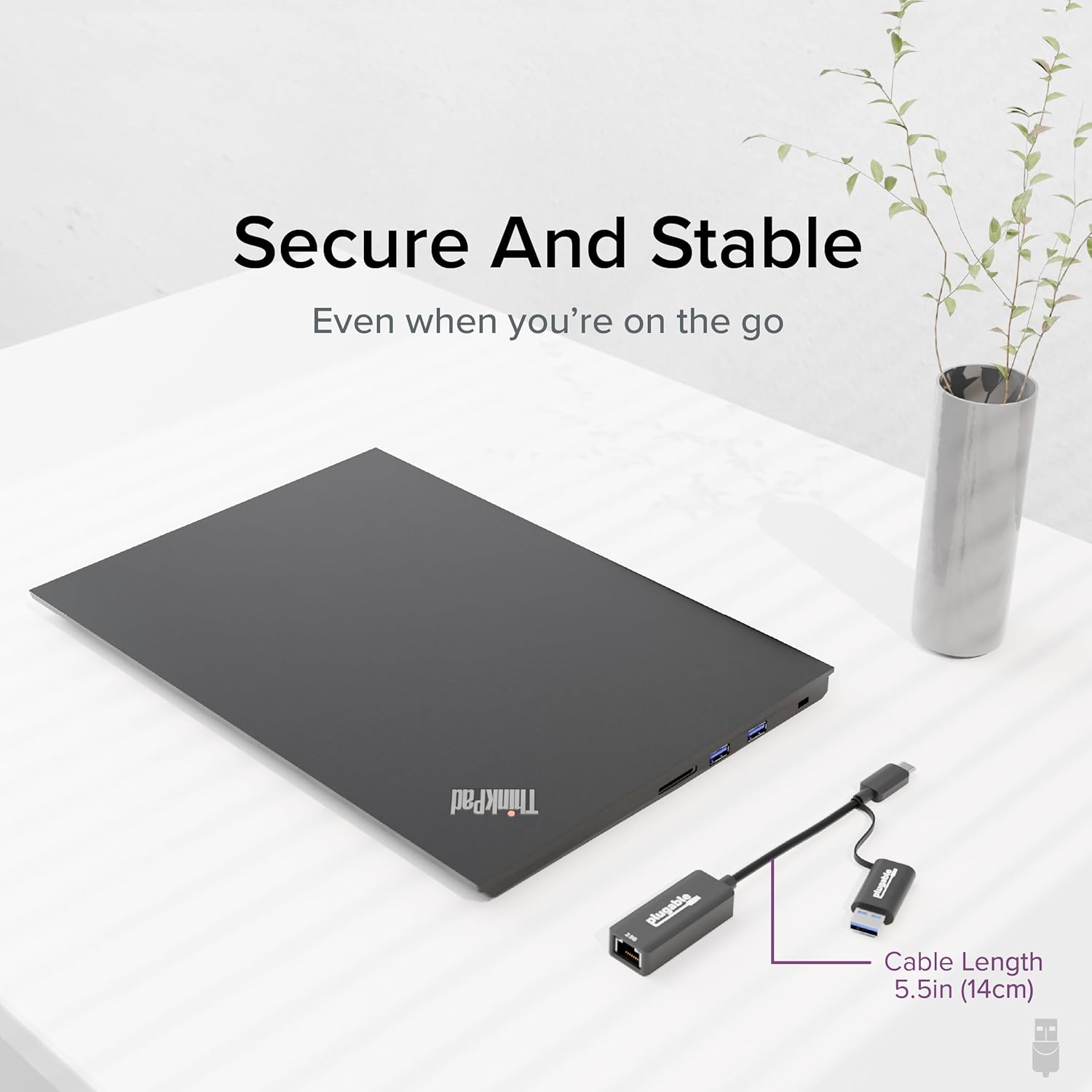 Plugable 2.5G USB-C and USB to Ethernet Adapter – Dual-Connector 2-in-1 USB-C to RJ45 2.5Gbps LAN