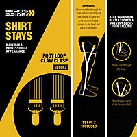 Hero's Pride Shirt Stays for Men, Durable Shirt Tucker for Police and Law Enforcement, 1 Pair of Garter Tuckers, Black, Footlop Claw Clamp