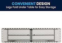 Flash Furniture Kathryn 6' Rectangular Plastic Folding Table, Long Plastic Foldable Table for Indoor/Outdoor Events, White Granite White 18"W x 72"L