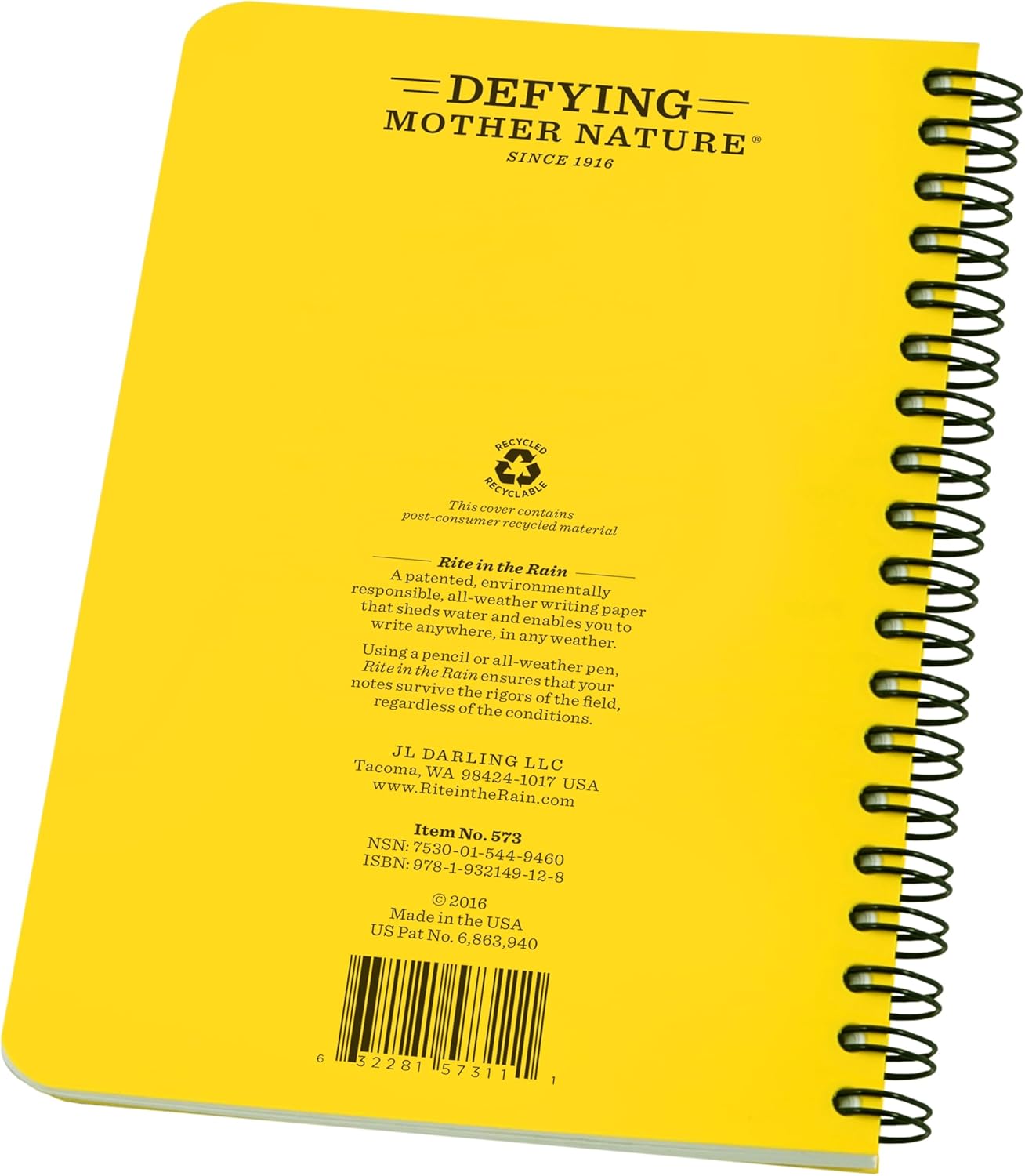 Rite in the Rain Weatherproof Side Spiral Notebook, 4.625" x 7", Yellow Cover, CERT Field Operator's Guide FOG (No. 573)