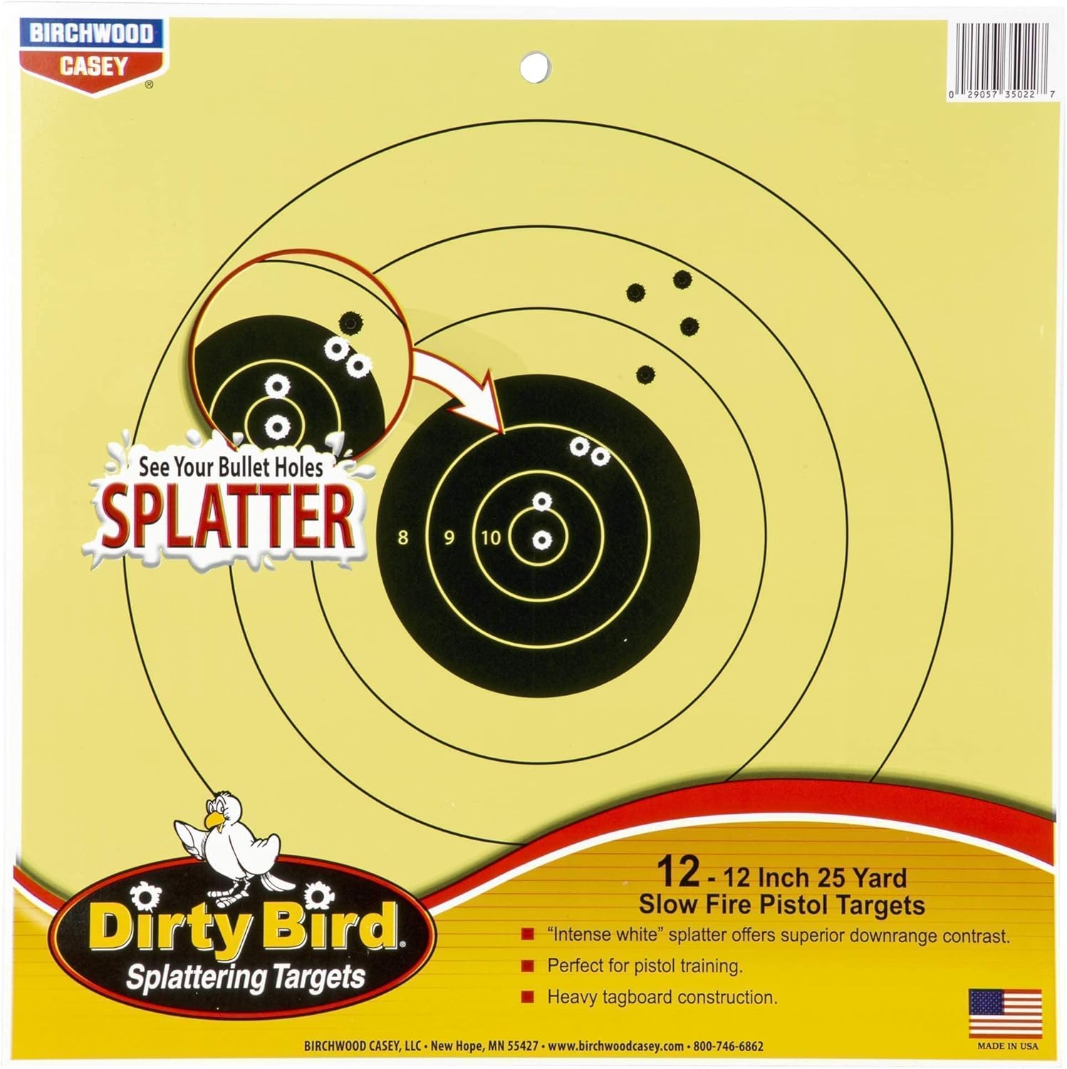 Birchwood Casey Non-Adhesive Dirty Bird Reactive Targets Practice Shooting for Indoor and Outdoor Use 12" 25 Yard