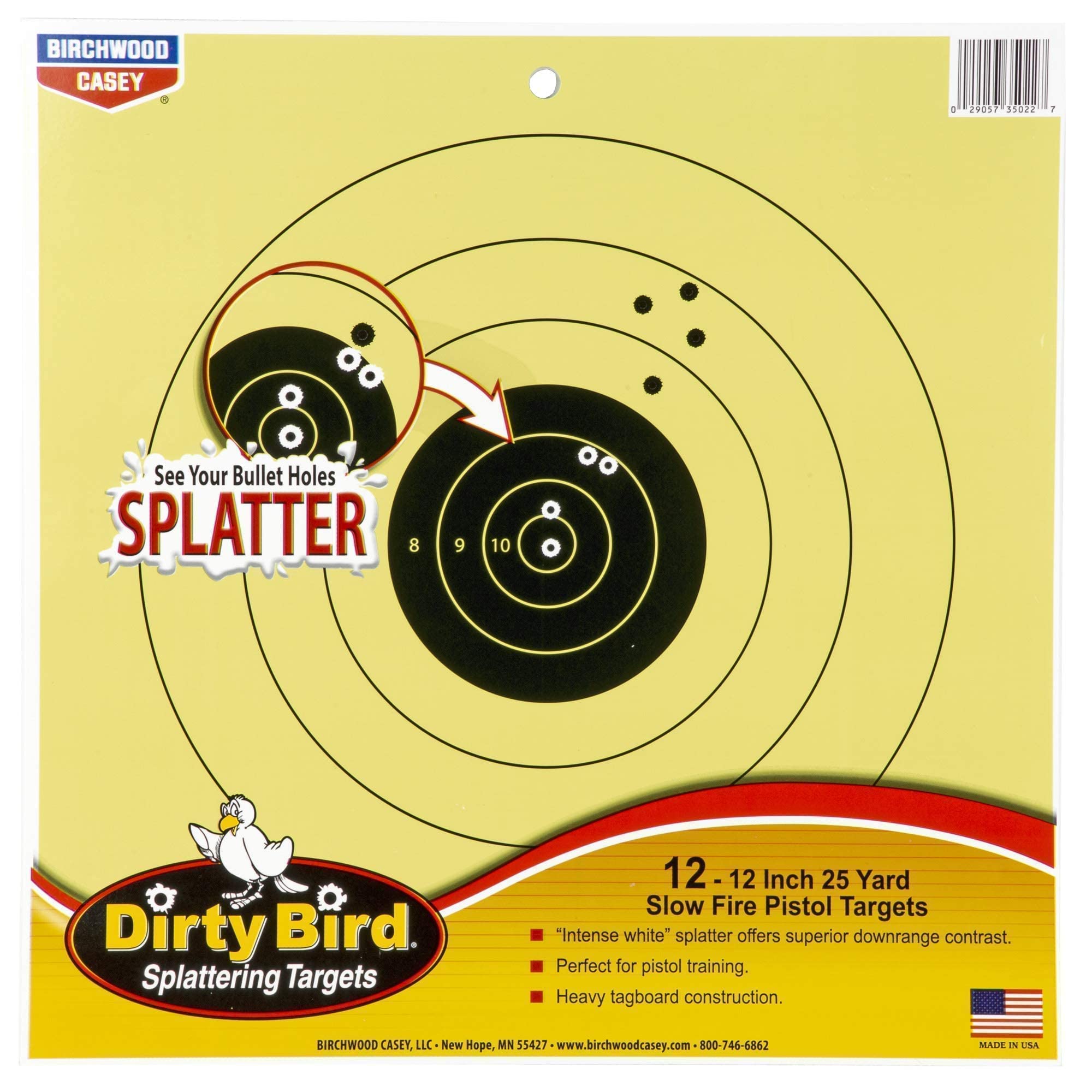 Birchwood Casey Non-Adhesive Dirty Bird Reactive Targets Practice Shooting for Indoor and Outdoor Use 12" 25 Yard