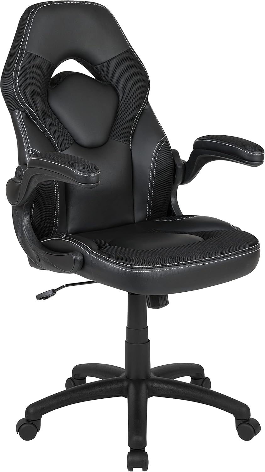 Flash Furniture X10 High-Back LeatherSoft Racing Style Gaming Chair with Flip-Up Arms
