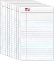 Office Depot Brand Writing Pads, 5in x 8in, Narrow Ruled, 50 Sheets, White, Pack Of 12 Pads