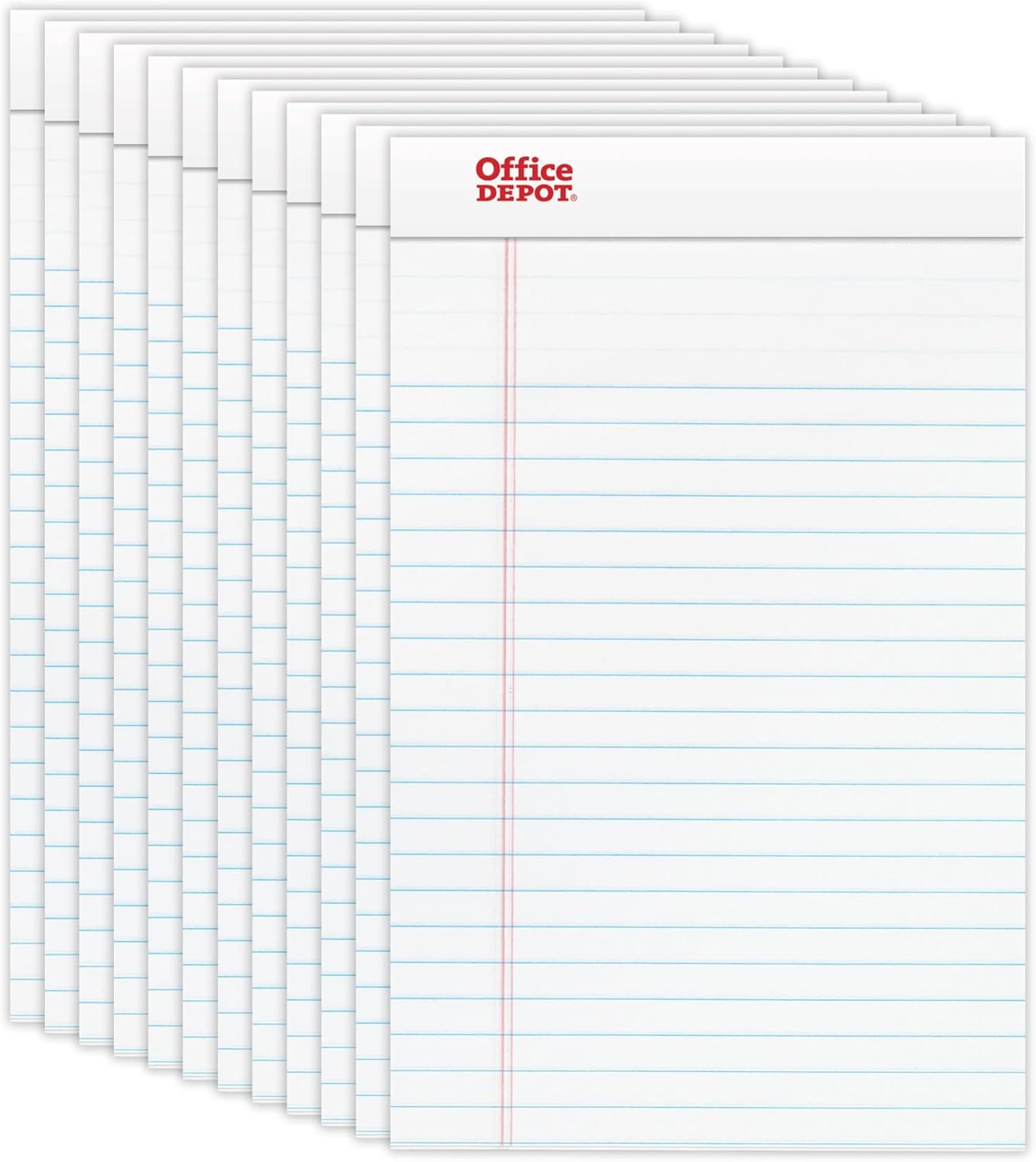 Office Depot Brand Writing Pads, 5in x 8in, Narrow Ruled, 50 Sheets, White, Pack Of 12 Pads