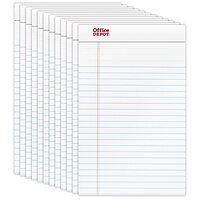 Office Depot Brand Writing Pads, 5in x 8in, Narrow Ruled, 50 Sheets, White, Pack Of 12 Pads