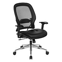 SPACE Seating Professional AirGrid Back and Eco Leather Seat and Trim, 2-to-1 Synchro Tilt Control, Adjustable Arms and Lumbar, Polished Aluminum Base Managers Chair, Black