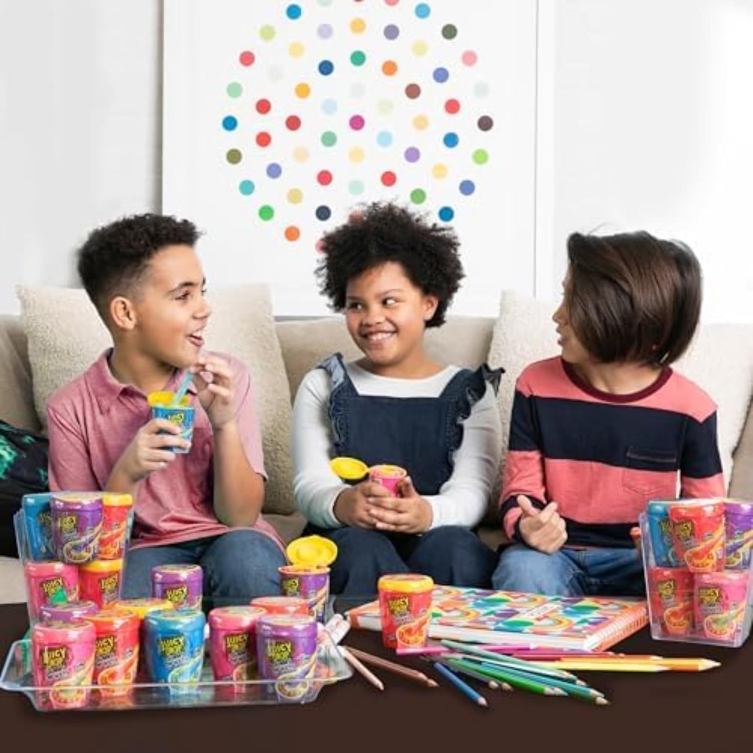Juicy Drop Gummy Dip 'N Stix Assorted Candy Variety Pack, Sweet Gummy Sticks W/ Sour Dipping Gel, 8 Pack
